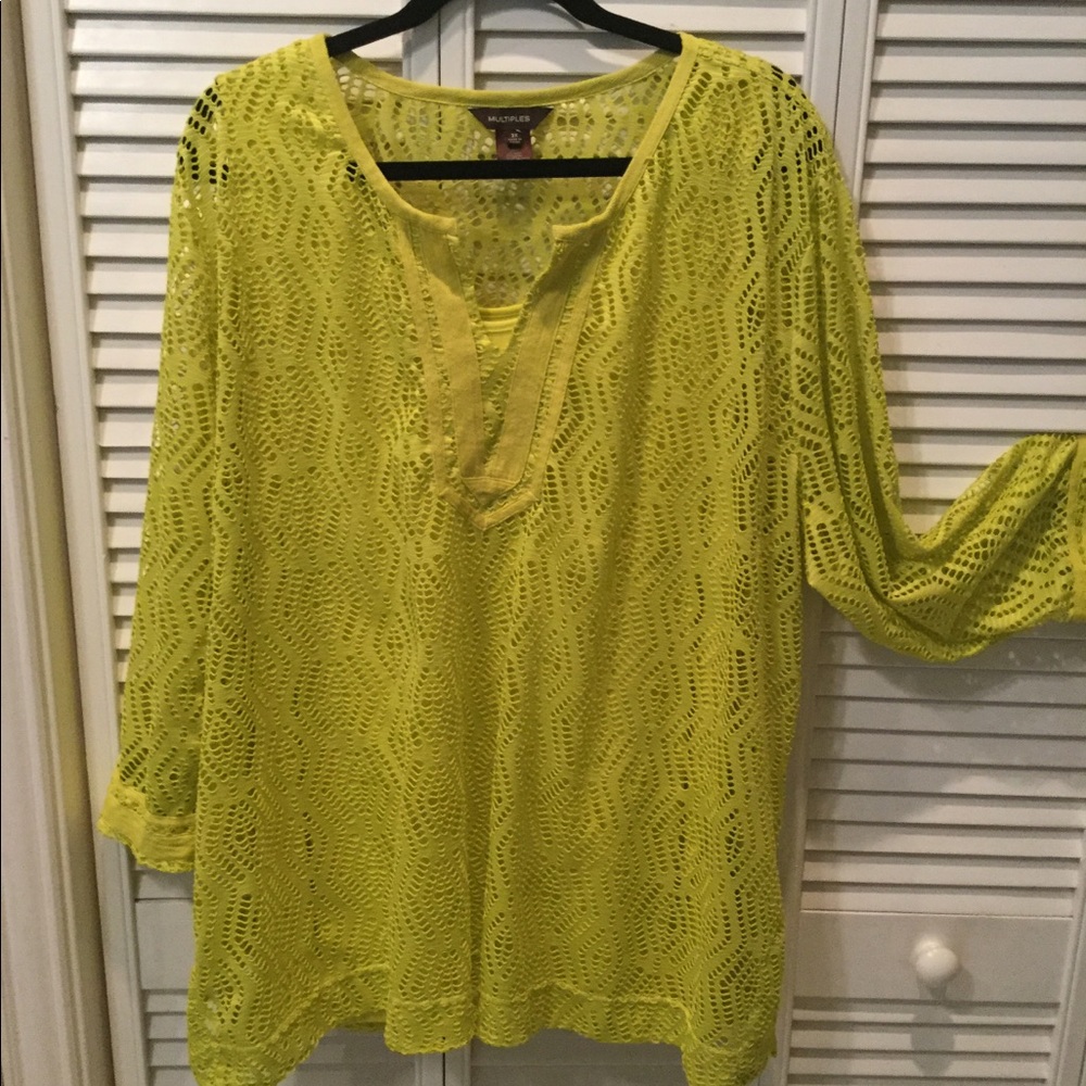 Lime Green Mesh Tunic w/attached tank by Multiples